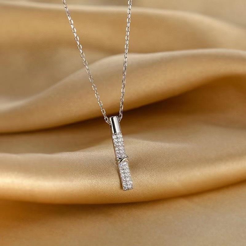 

Новое бамбуковое ожерелье, модный трендовый дизайн, полный бриллиантов, женственная подвеска, цепочка на ключицу, подарок для девушки