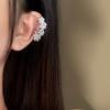 Diamond Flower Non-Pierced Ear Clips for Women - Bridal Ear Cuffs for Autumn/Winter