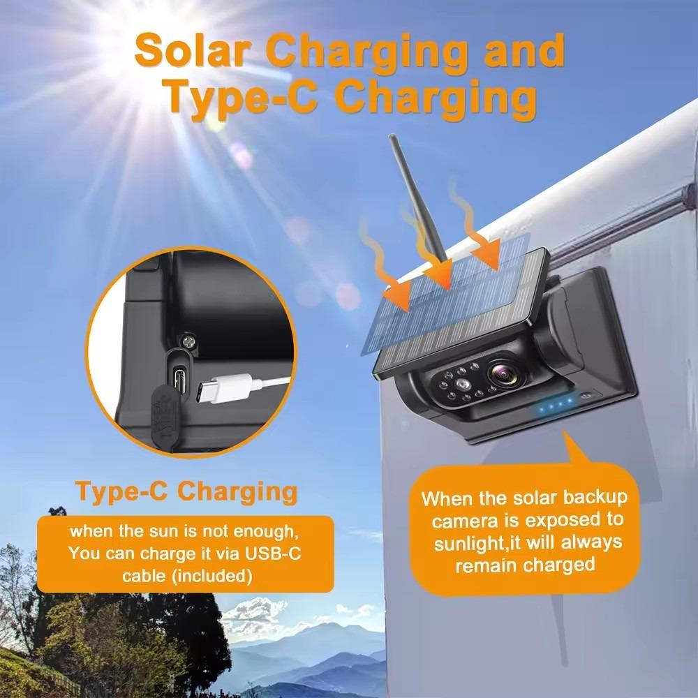 Digital Wireless 7" DVR quad monitor loop video recording solar magnetic reverse backup cameras for Caravan