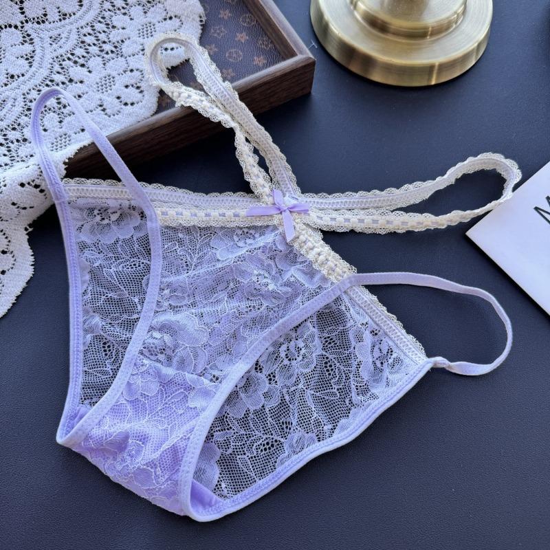 Ladies Spring Summer Sexy Pure Desire Cutout Temptation Cross Lace Deep V Panties