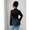 The 2025 Autumn/winter New Contrasting Color Lace Waist-fitted A-line Women's Suit Jacket