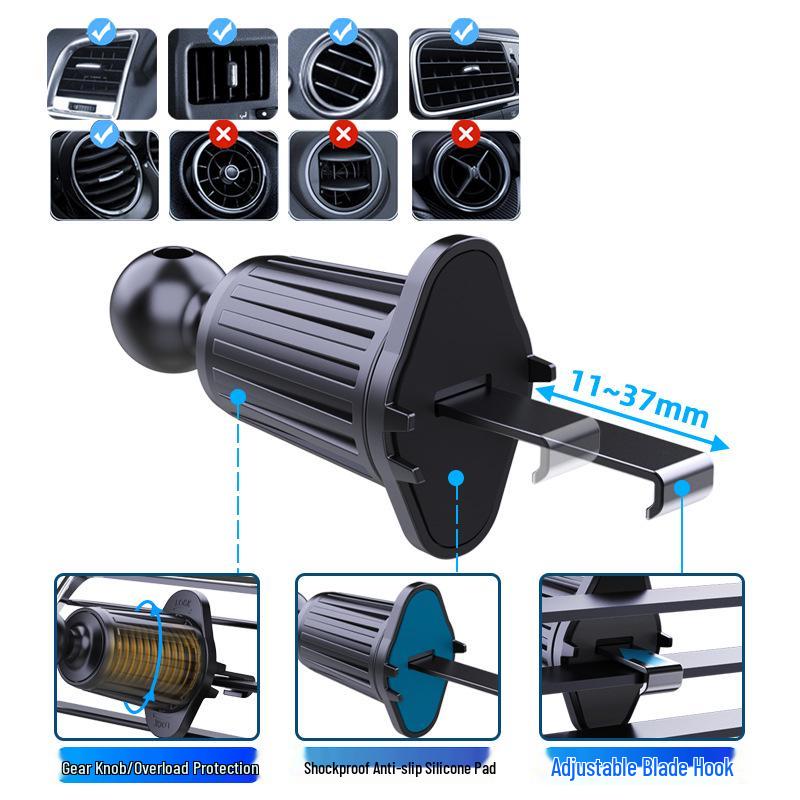 Shockproof, Anti-Shake Car Mount with Short Arm Design Fits Air Vents Without Blocking Wind.