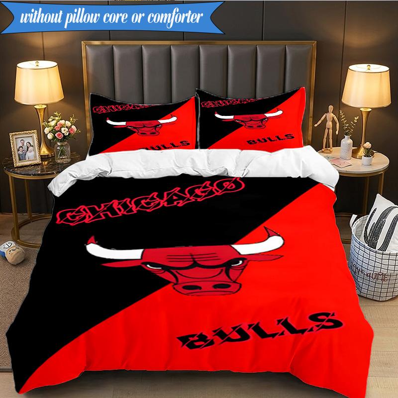 3PCS Bull Basketball Artwork Bedding Set,Including 1pc Duvet Cover And 2pcs Pillowcases Perfect for Bedroom, Dormitory, Fan Christmas Gift