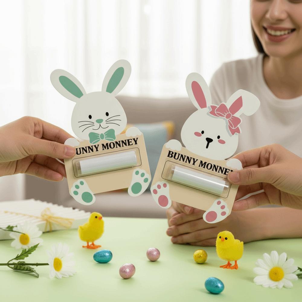 6PCS/SET Portable Easter Cash Holder Funny Money Wallet Bunny Banknote Card  Home Decorations
