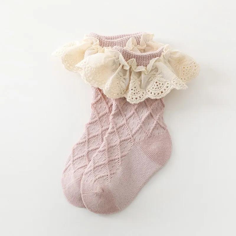 Spring Autumn Baby Girls Socks Newborn Infant Kids Cute Socks Toddler Cotton Lace Flower Short Tube Sock For 0-5Years