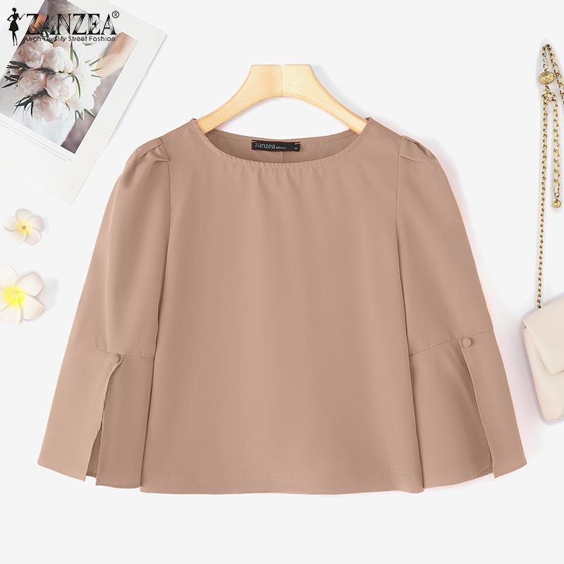 ZANZEA Women Casual Round Neck 3/4 Sleeve Summer Blouse