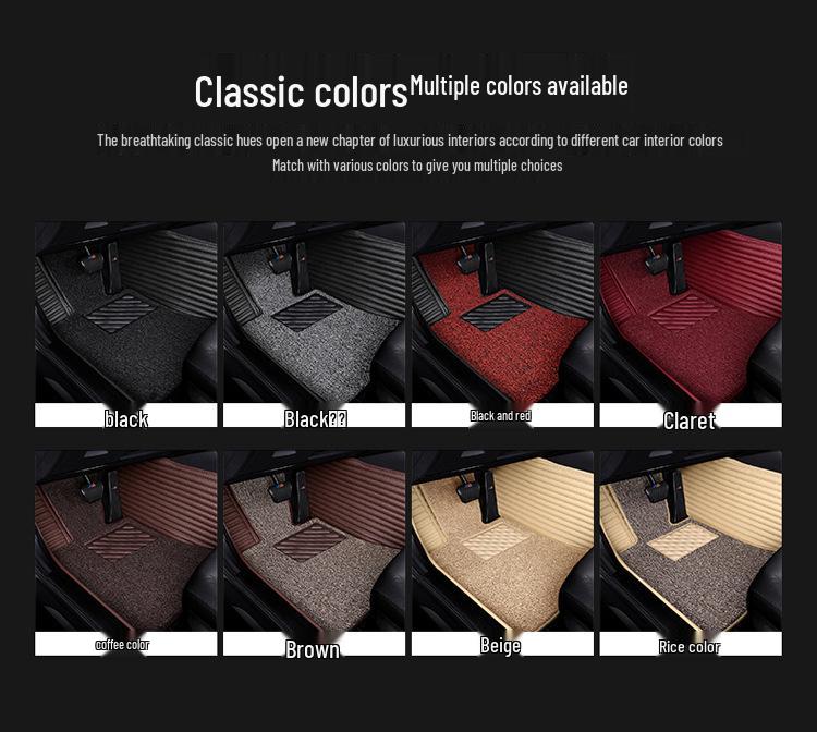 Custom Eco-Friendly Double-Layer Silk Ring Car Floor Mats for 5-Seater Models, Odorless and Full Coverage.
