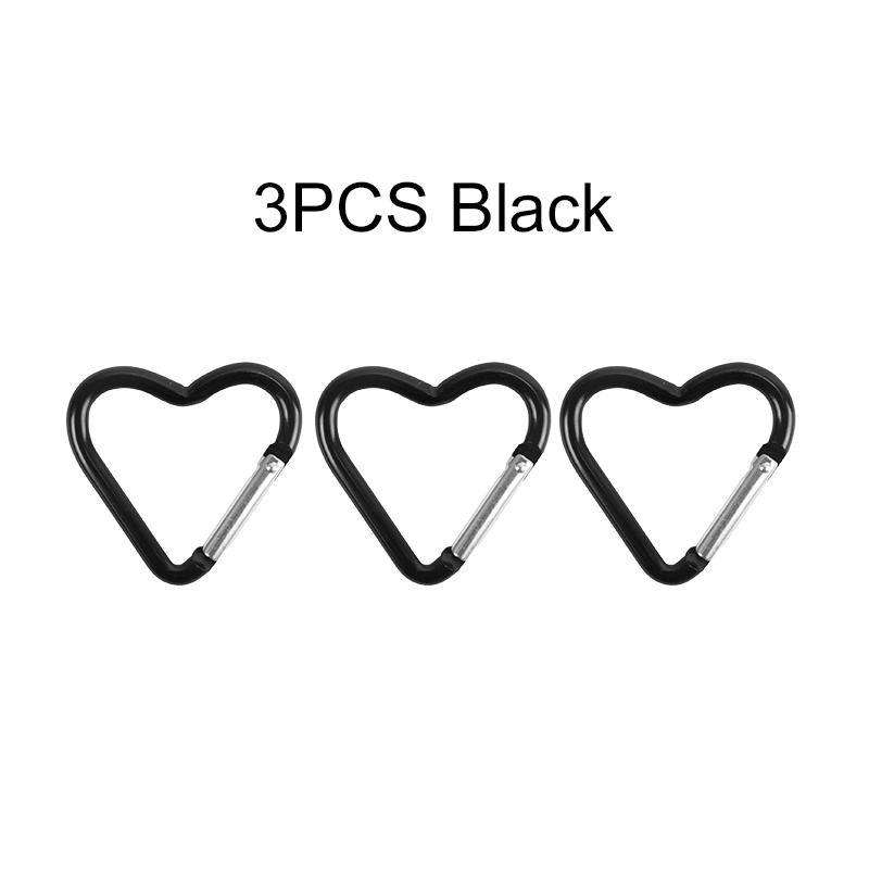 3PCS Heart Shaped Carabiner Colorful Aluminum Alloy Keychain for Camping Travel Luggage Key Ring Hanging Sorting Accessories ZYF