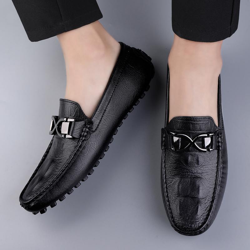 Fashion Fashion Men Loafers Slip on Classic Fashion Lazy Shoes Lightweight Genuine Leather Comfy Driving Shoes New Men Shoes Loafers