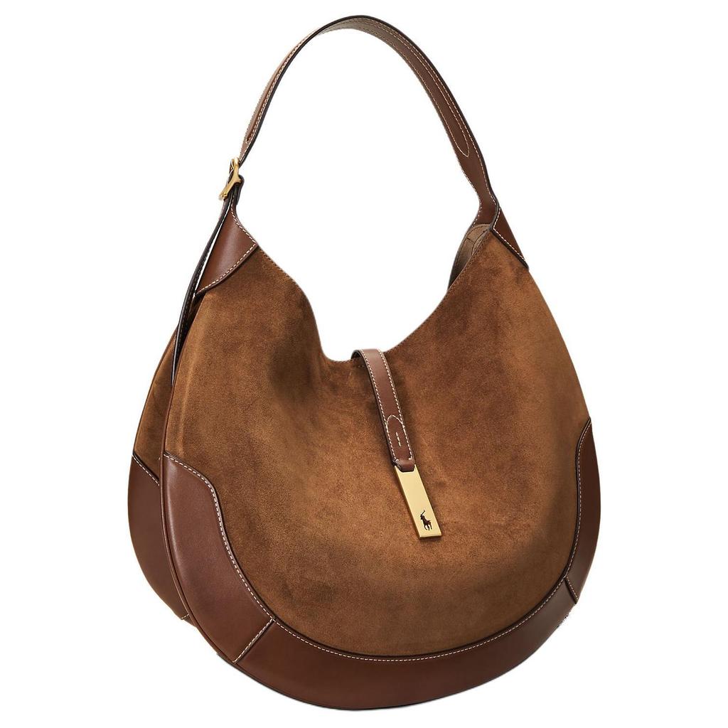 Polo Ralph Lauren Polo ID Logo Magnetic Closure Leather Tote Shoulder Bag Large Women Bags Brown WAPOBAG02V20122