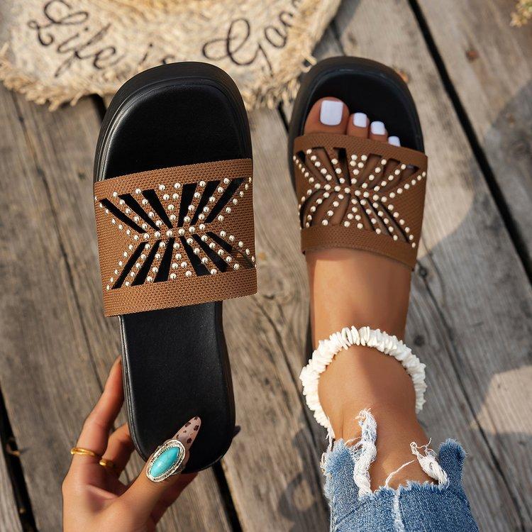 Wedge heel height one-word cool slippers women's summer open-toed fish mouth beach slippers fashion casual sandals