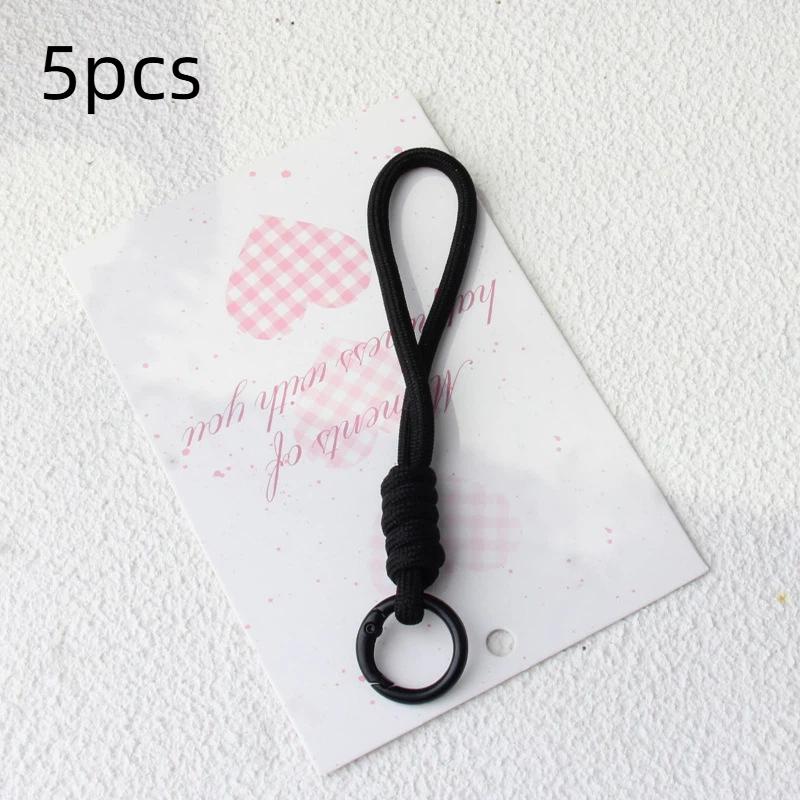 5 pièces/lot Porte-clés tressé coloré Lanière pour téléphone portable Corde à nœud anti-perte Sangle Porte-clés Hommes Femmes Accessoires Porte-clés de voiture