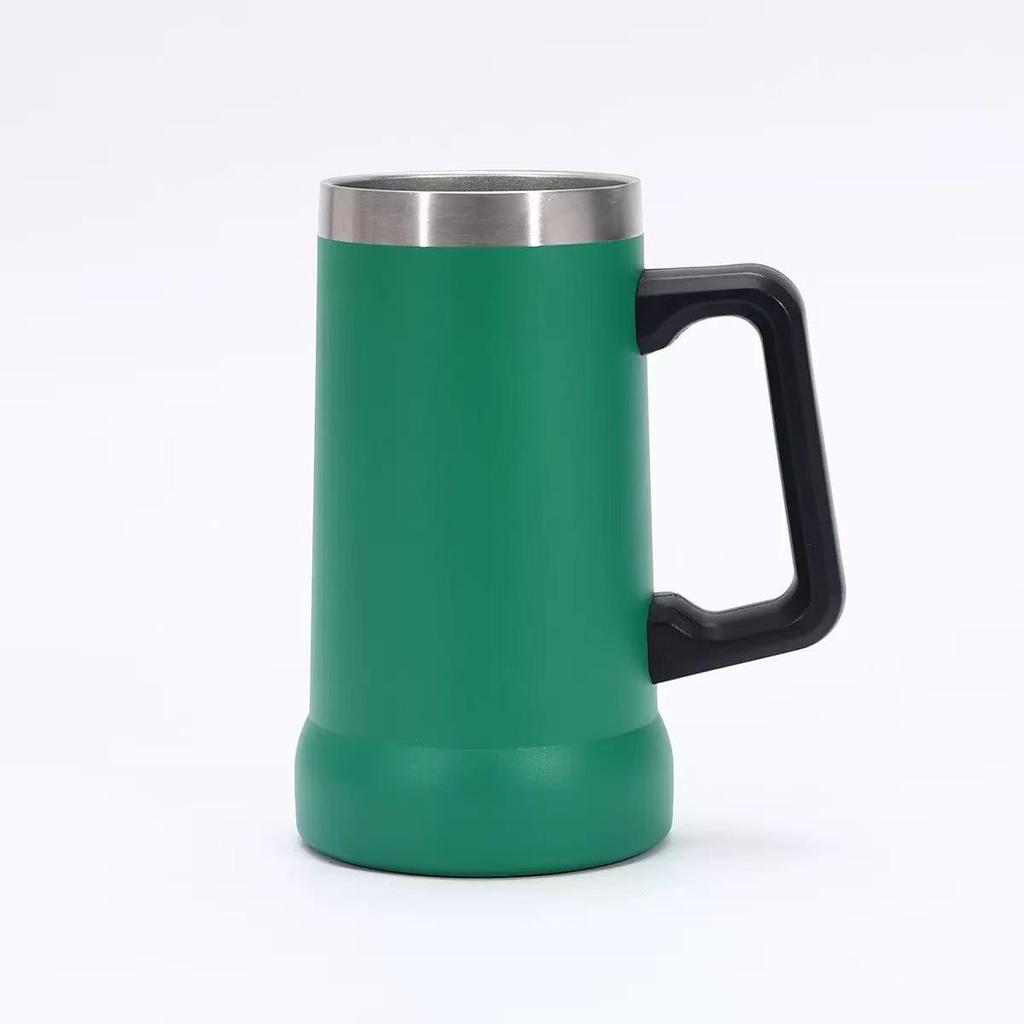 Large Capacity 24oz Brazilian Beer Mug, Insulated Stainless Steel with Double Layer Vacuum Handle