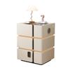 Solid Wood Smart Bedside Table with Wireless Charging, Modern Minimalist Design, Three-Layer Storage, Floor-Standing for Small Apartments.