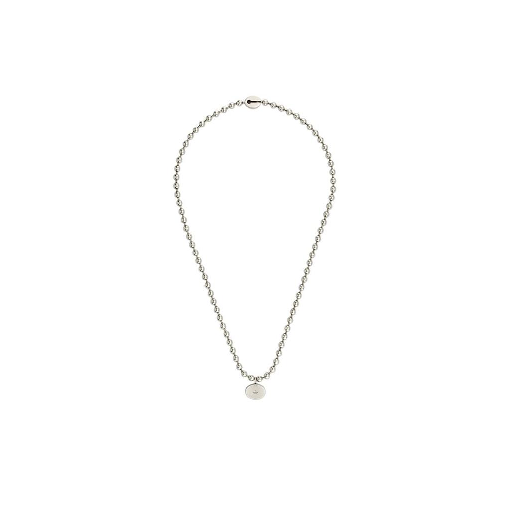 Gucci Double G Series Interlocking G Sphere Chain Glossy 925 Silver Enamel Necklace Women necklace Blue 753438-J8410-8136