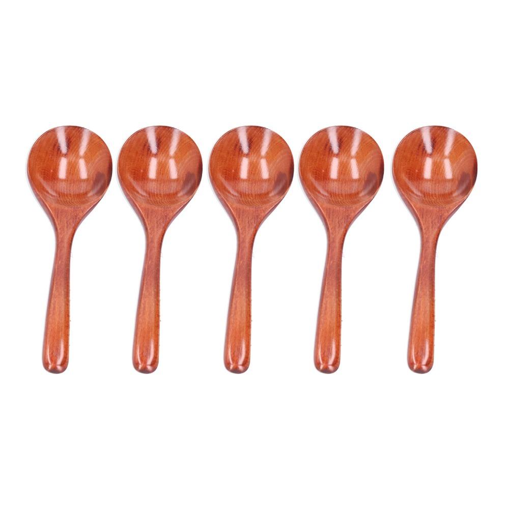 5Pcs Wood Rice Spoon Smooth Mixing Spoon Lightweight Soup Ladle Kitchen Use
