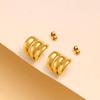 Korean Style Stainless Steel C-Shaped Earrings: Simple, High-End Wide Surface Studs for Women