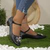 Fashion Women's Spring New Pointed Head Shallow Mouth Glitter Butterfly Knot Soft Sole Anti-slip Wear Heel Shoes