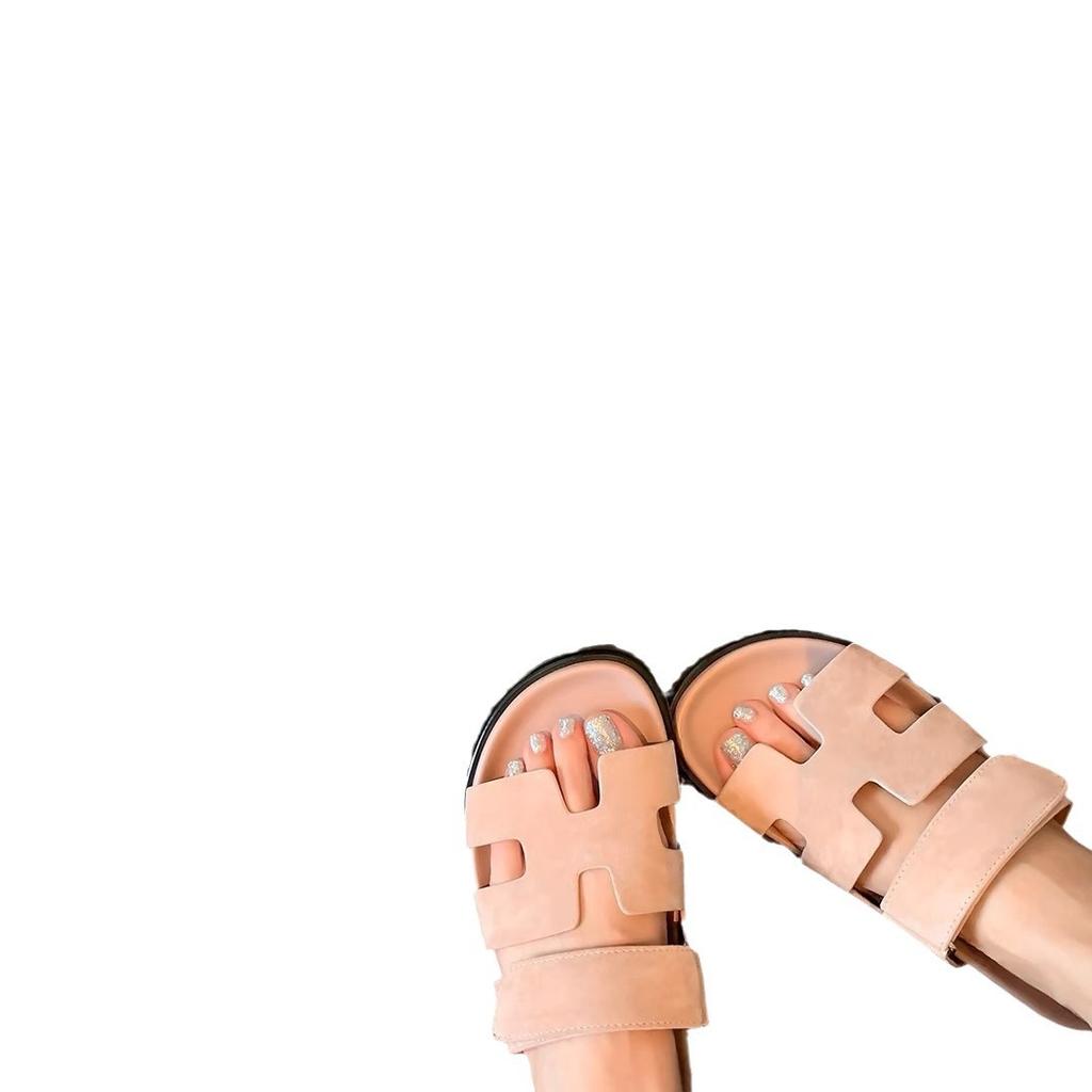 Su Yinyintong version~ Ny färg Kardborreband vardaglig tjock sula H-formade andra farbror tofflor damsandaler ytterkläder sommar nya modeller