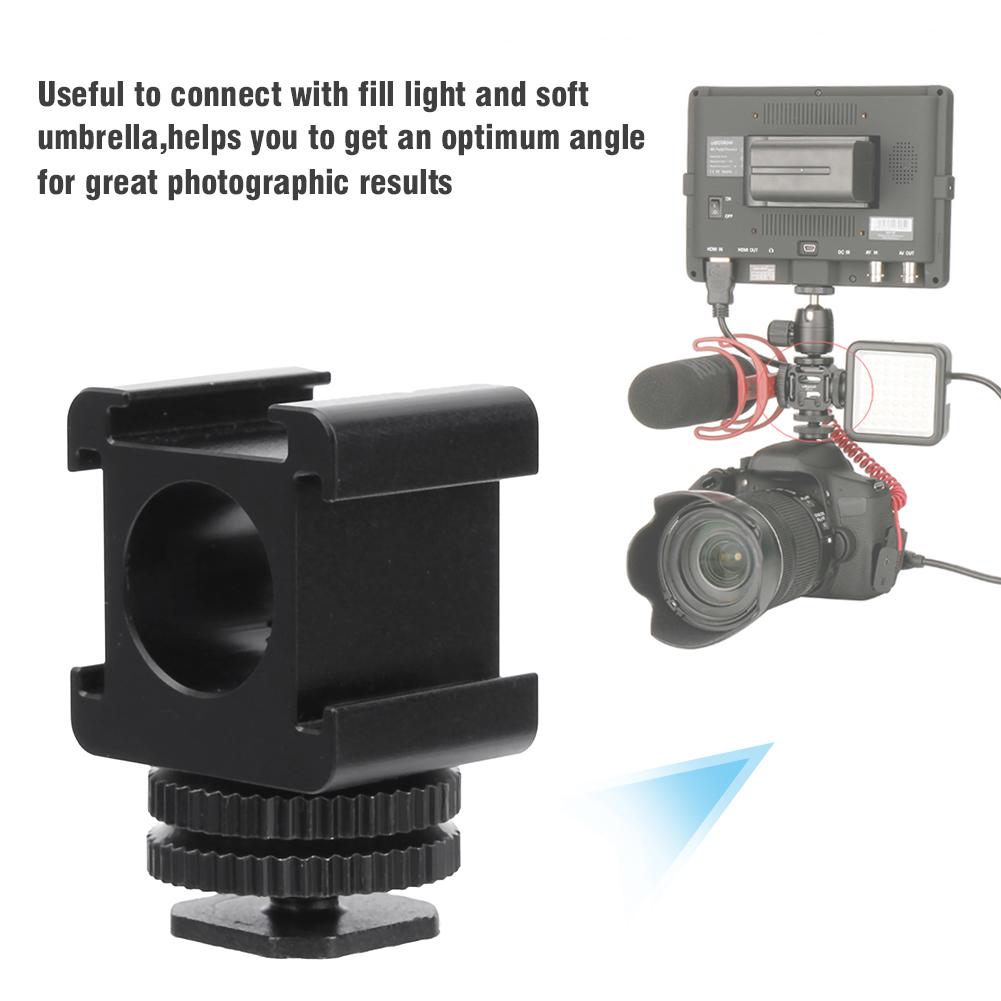Metal Camera Tri Hot Shoe Mount Adapter for Microphone LED Video Light Monitor