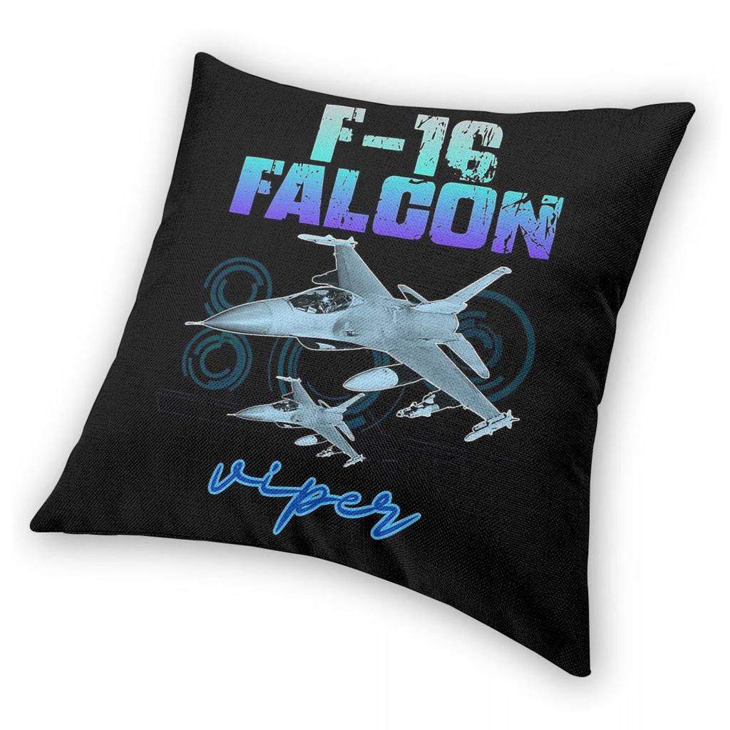 F-16 Fighting Falcon Square Pillowcase Polyester Linen Velvet Pattern Zip Decorative Throw Pillow Case Bed Cushion Cover