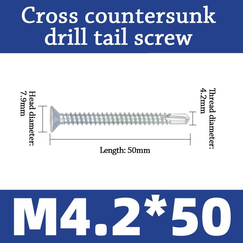 500g M4.2 Self-Drilling Screws Length 13-50mm Countersunk Head Self-Tapping Screws Quick Tapping Dovetail Wire Drilling Screw