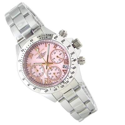Ur Tachymeter kronograf Udstyret med japansk urværk Naturlig pink perlemorsskive Alt rustfrit stålmateriale, der er skånsomt mod huden Vandafvisende