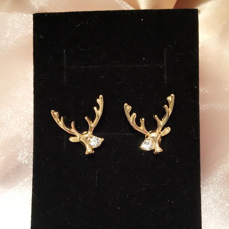 S925 Silver Korean Trendy Reindeer Antler Stud Earrings – Cute Mori Style for Women, Christmas
