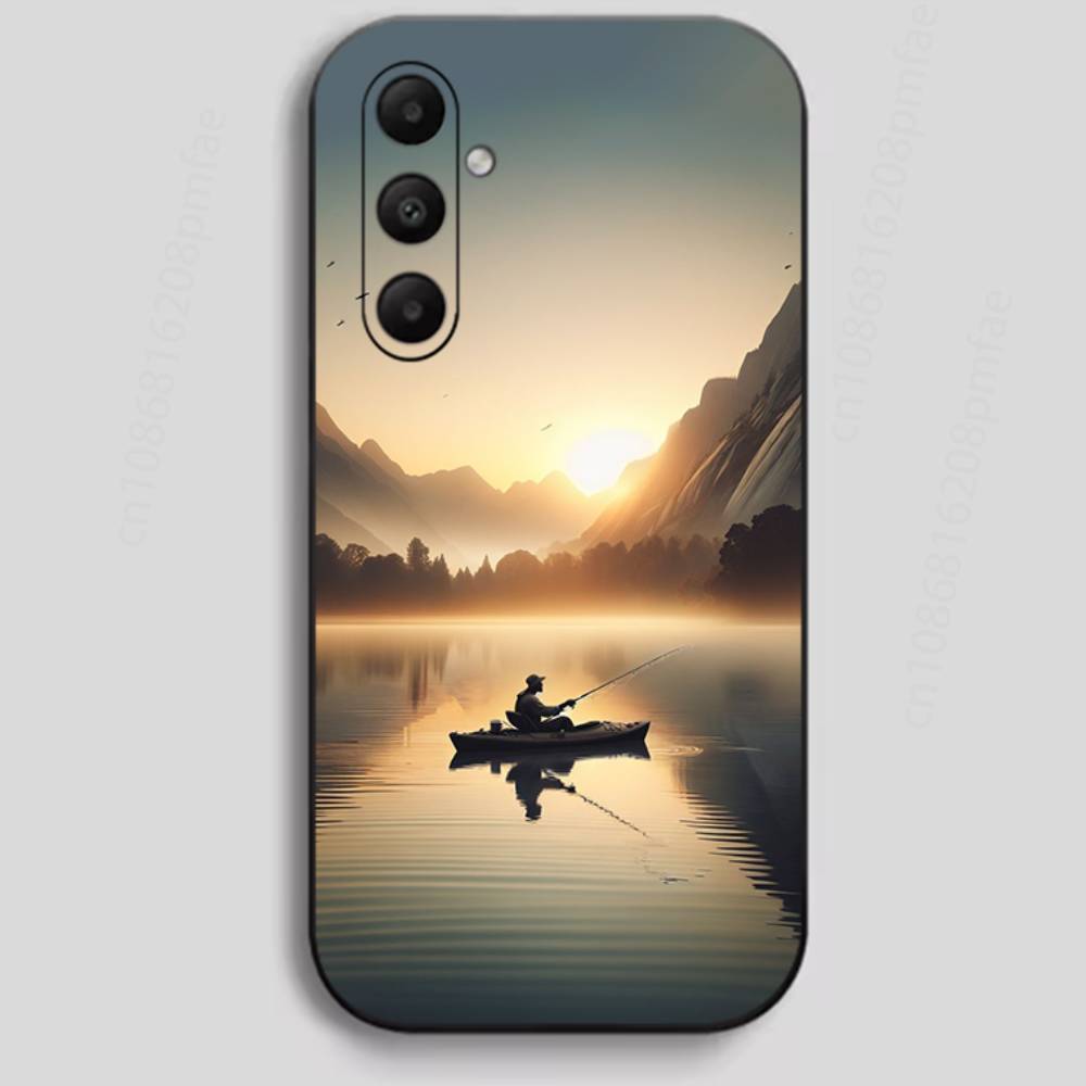 Bass Boat Lure Fishing Phone Case For Samsung Galaxy A13,21s,22,31,32,40,52,71,A91 Soft Black Shell
