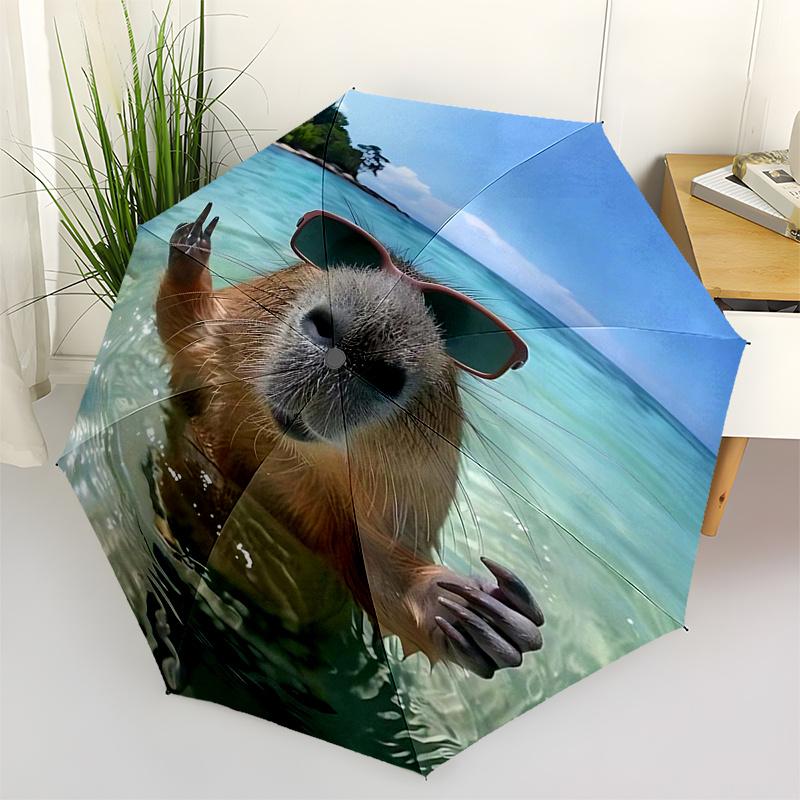 

Capybara Themed Travel Umbrella-8 Ribs Automatic Opening and Closing, Portable Folding Design, Compact and Stylish Umbrella Suitable for Out