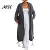 Women Outdoor Coats Long Hooded Jacket for Fall Winter, Loose Oversized Casual Autumn Zip-Up Outerwear Coat, Solid Color Tunic Hoodie Top with Pockets
