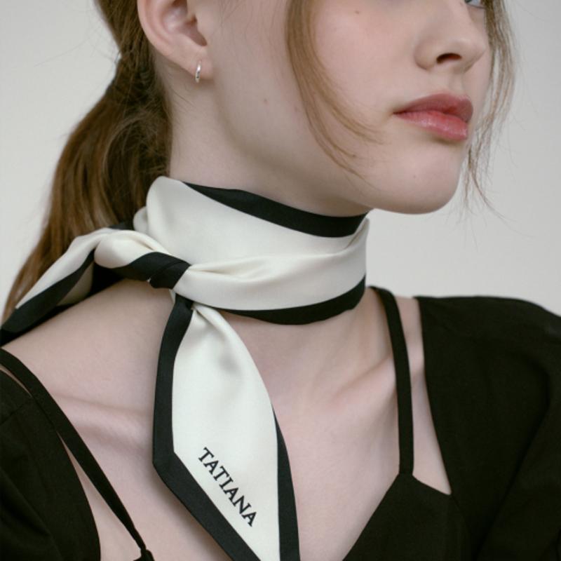 TATIANA Hepburn Lettering Twilly Silk Scarf SF2086