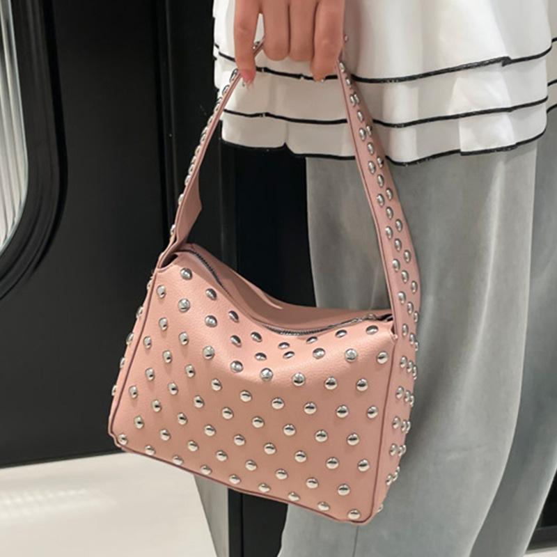 New Rivet Portable Shoulder Underarm Bag 2025 Trend Heavy Industry Premium Personality Locomotive Bag Handbag