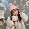 Solid Color Warm Knitted Hat Pointed Top Kids Pullover Hats Soft Baby Winter Cap  Winter