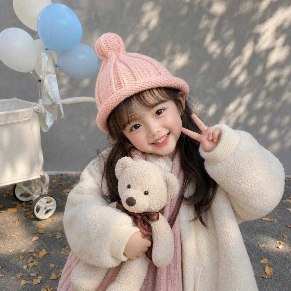 Solid Color Warm Knitted Hat Pointed Top Kids Pullover Hats Soft Baby Winter Cap Winter