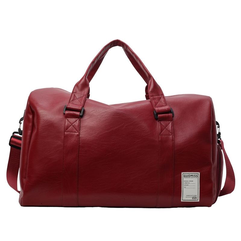 Fashionable Outdoor Sports and Fitness Bag, Dry Wet Separation Handbag, Men's Leather Luggage Bag, Women's Large Capacity Travel Bag