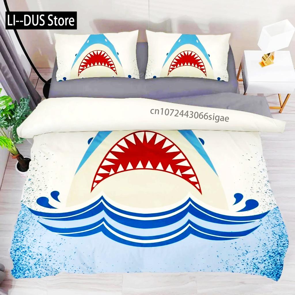 Comforter Shark Types Of Sharks Pattern Bedclothes Double Queen King Size Polyester Bedding Set