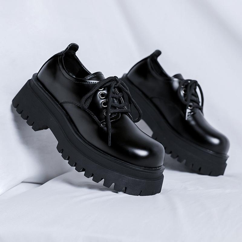 

Derby shoes girls autumn low-top Martin shoes platform black tooling shoes British casual small leather shoes 5653-R 36 чёрный