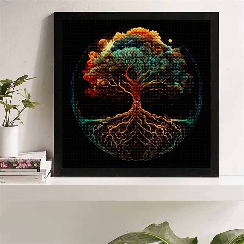 

New Arrival 5D DIY Full Circle Diamond Painting Round Tree Roots Embroidery Cross Stitch Home Decor Gift 20x20cm