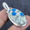 Natural K2 Blue Azurite Gemstone 925 Sterling Silver Jewelry Pendant 1.85" m4L79