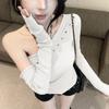 VAYLA Rivet Off Shoulder Sweaters For Women Sexy Pullovers Asymmetric Knitted Tops