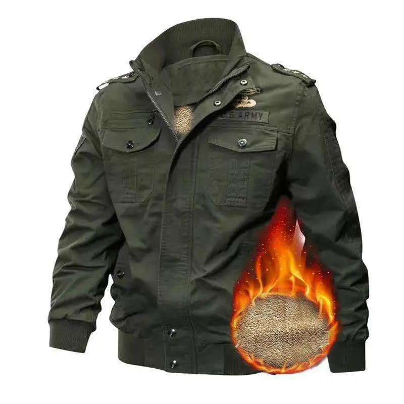 

Зимняя мужская куртка утолщенная теплая кашемировая куртка повседневная тонкая куртка для активного отдыха M армия зеленый