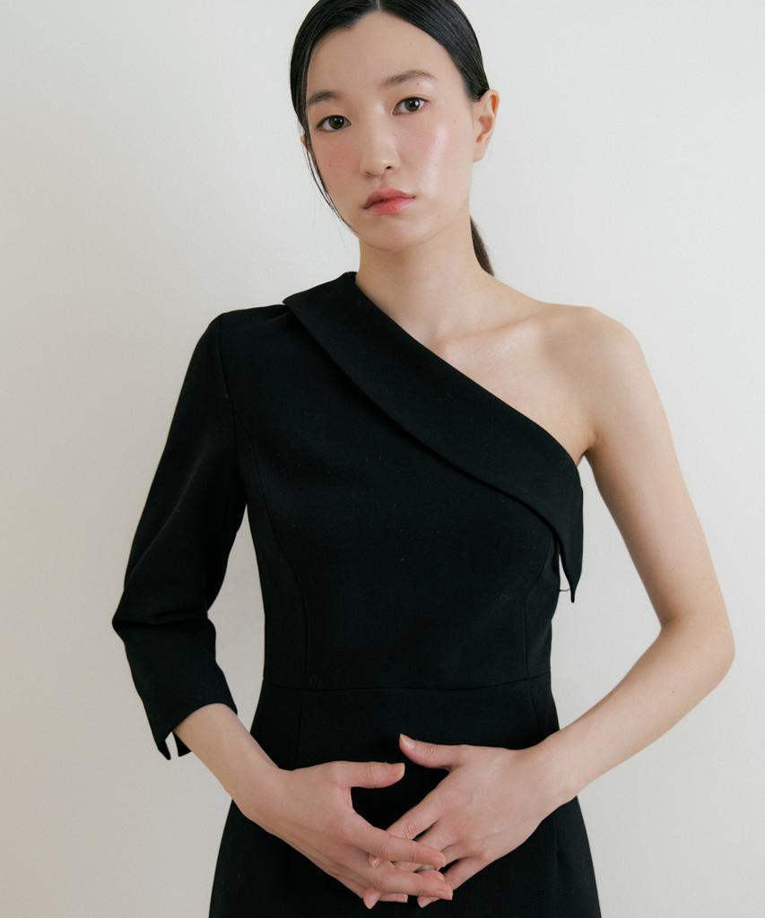 LUCIR ZU One Shoulder Collar One-Piece (Black)