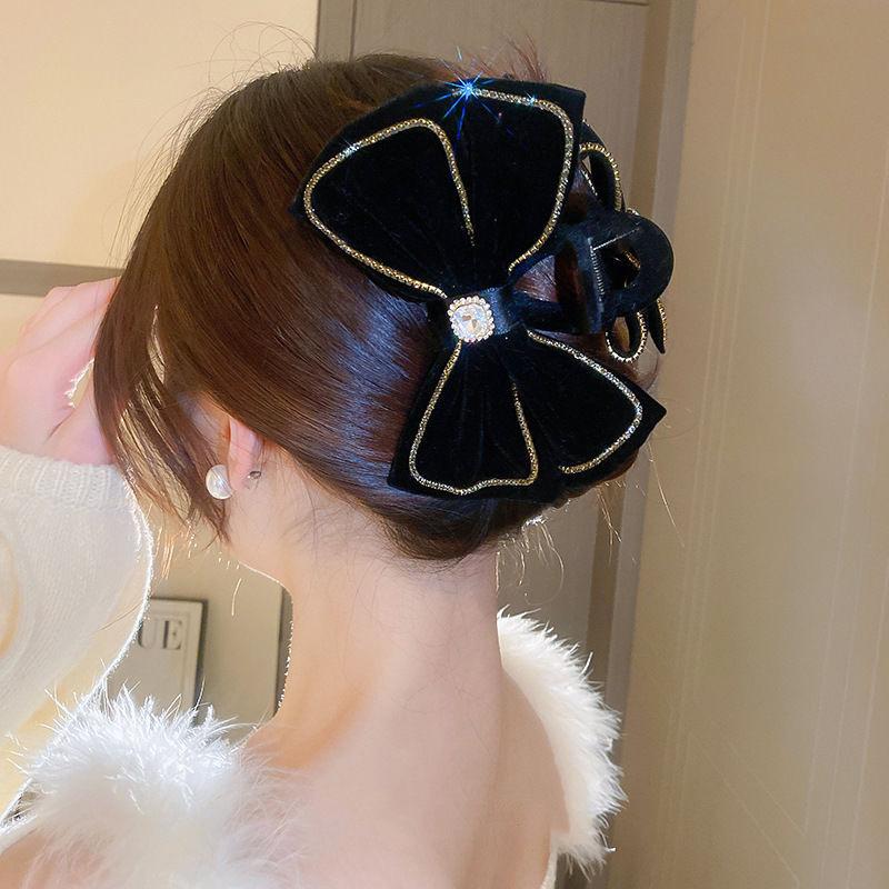 Winter explosion bow grab clip women's high sense exquisite versatile hairpin women's back head shark clip hair accessories