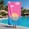 Pink and blue sunset sea scene theme polyester microfiber beach towel highly absorbent, suitable for swimming and beach outings