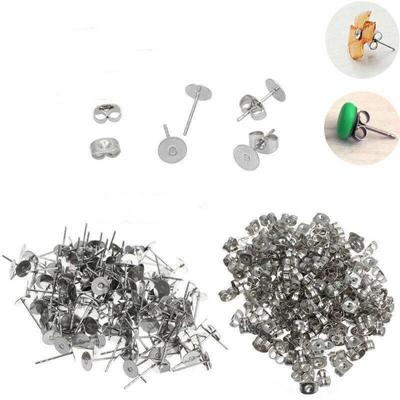 100PCS Practical Flat Bottom Earring Needle Flat Head Earrings Handmade Earrings Convenient Accessory DIY
