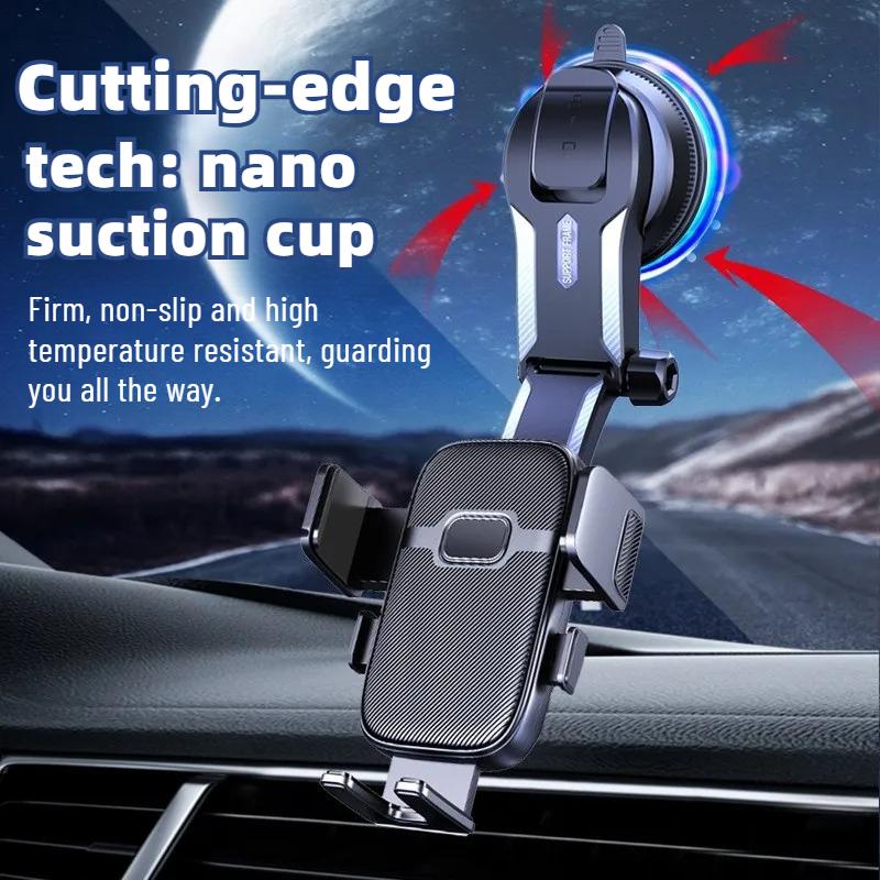 Suction Cup Car Phone Holder Dashboard Folding Stand 360° Multi-Angle Rotation Stable Mount for Horizontal & Vertical Navigation in Car