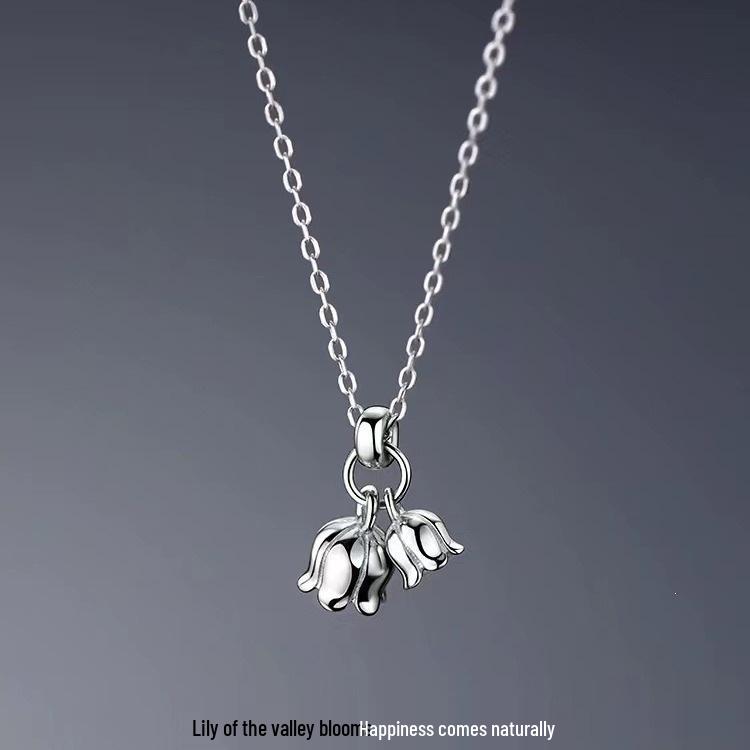 925 Sterling Silver Lily of the Valley Flower Necklace - 2023 Luxury Style Clavicle Chain for Women
