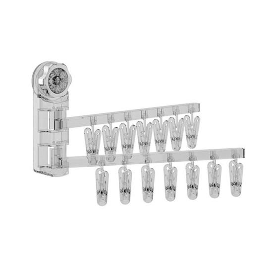 Yousheng Sock Drying Rack Wall Mounted Rotate Drying Hangers 28 Clips Strong Load-bearing Simple Installation Bathroom Laundry Rack