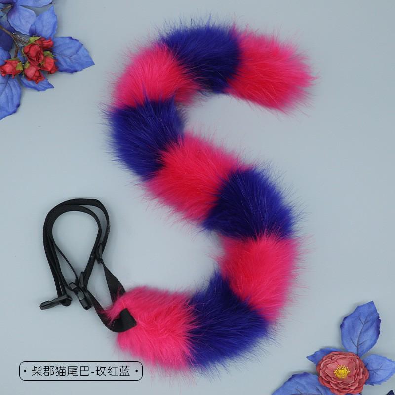 Plush Cheshire Cat Ears Headband Tail Set Cosplay Anime Convention Costume Accessory Adult